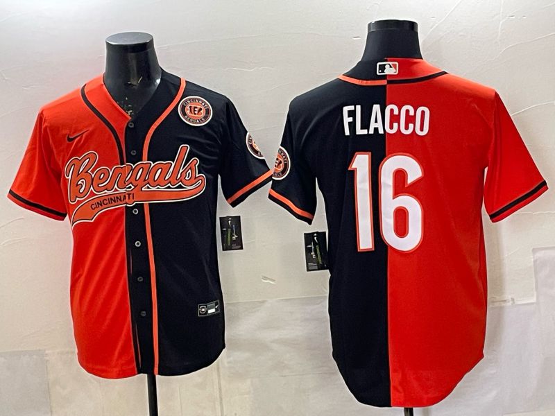 Men Cincinnati Bengals #16 Flacco black Orange Joint Name 2025 Nike Limited NFL Jersey style 1
